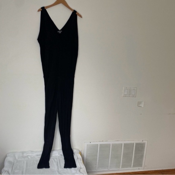 Vince Pants - Vince Women's Black Tank V Neck Ponte Stretch Skinny Jumpsuit Size Medium Boho